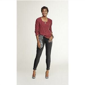 Cabi Square Neck Pullover #3883, Size Small Mulberry